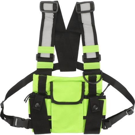 Harnais de Poitrine Universel pour Radio, Sac à Poche Réglable et Étanche pour Émetteur-Récepteur Portable, Vert Foncé (1/5)