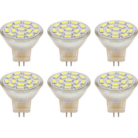 Lot de 6 ampoules LED GU4 270 lm, 15 LED, ampoules basse consommation MR11 pour rail d'éclairage, 12 V, 3 W, blanc 6000 K (1/5)