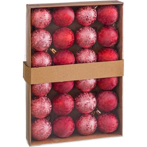 Set de 24 boules de Noël rouges - 4cm (1/3)