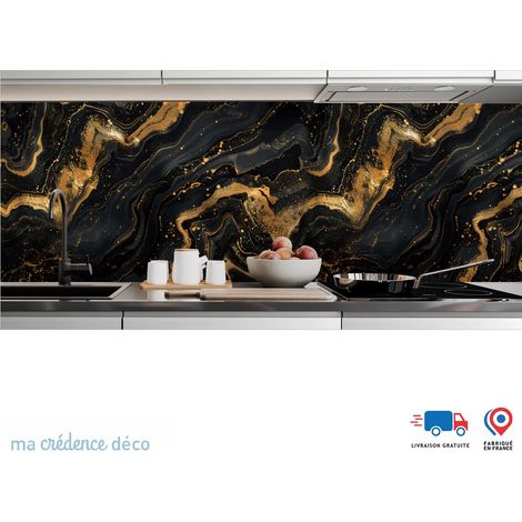Crédence : Marbre noir doré 5 - Alu composite - 60 - 120 (1/3)