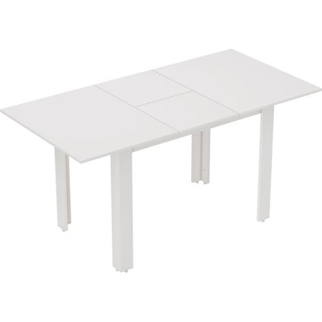 Mesa de comedor extensible 120-160 x 80 cm blanco brillante en MDF (1/5)