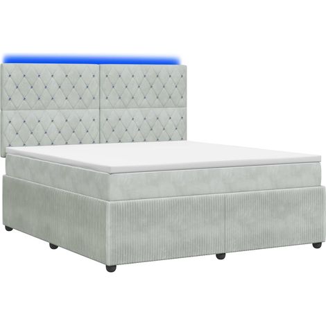 Maison Exclusive - Letto Box Spring LED con Materasso Grigio Chiaro 160 x 200 cm (1/5)