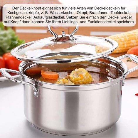 5-teiliges Set Topfdeckelknöpfe – Universelle Topfdeckelgriffe – Hitzebeständig – Inkl. Schrauben – Geeignet für Topfdeckel mit Loch (1/4)
