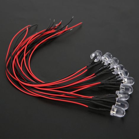 50 Stück 12V 8mm chromatische LED-Lampenperlen mit 20CM 26AWG Zuleitung für Industrieanwendungen (Weiß & Lila) (1/5)