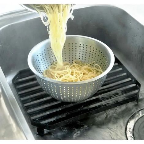 Égouttoir à Vaisselle portable stable En Inox noir Plateau d'égouttement à fruits, légume nouilles porte Support pour Couverts Amov (1/4)