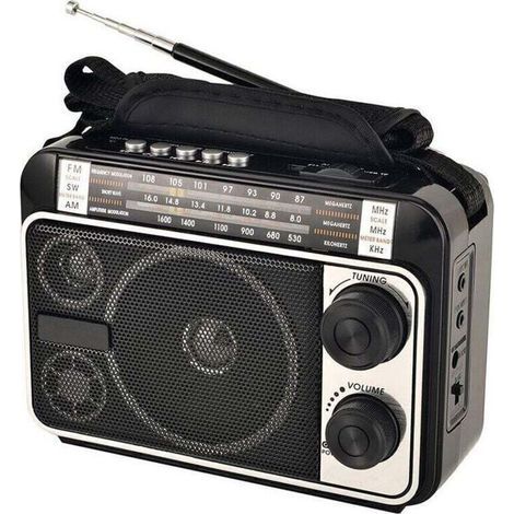 AM/FM/SW1/SW2 Transistorradio, netz- oder batteriebetrieben, bester Empfang, großer Lautsprecher (1/5)