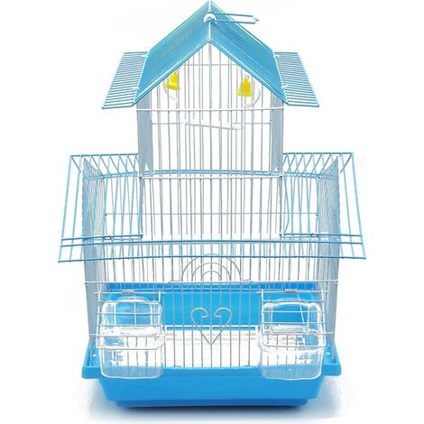 Cage à Oiseaux en métal avec mangeoire Biberon Benne à trémie 2 Tailles M/L 30 x 23 x 47 cm