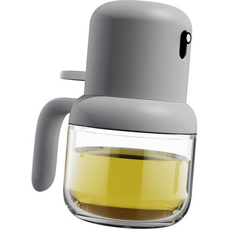 Flacon pulvérisateur d'huile 180 ml, poignée ergonomique, fermeture hermétique, en plastique et verre, anti-poussière, pour la cuisine, gris (1/5)