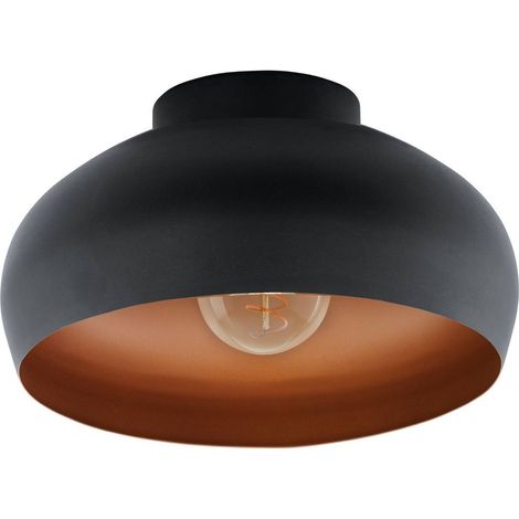 Eglo 900555 Deckenleuchte MOGANO 2 schwarz/kupfer E27 1X40W H:17.5cm Ø28cm dimmbar (1/3)
