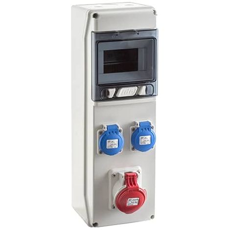Caja distribucion electrica superficie IP44 con 3 bases 3P+T Blanco