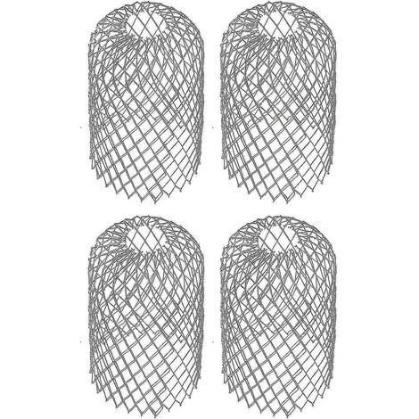 Set mit 4 feinmaschigen Edelstahl-Dachrinnenabdeckungen, praktisch für Fallrohre an Außendachrinnen.