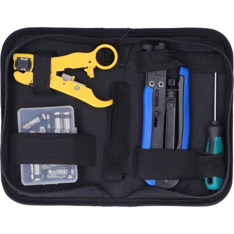 Kit de Pince à Crimper pour Câble Coaxial Multifonction, Outil de Compression Réseau avec Dénudeur (1/5)