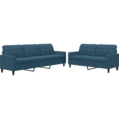 Maison Exclusive - Set di Divani 2 pz con Cuscini Blu in Velluto