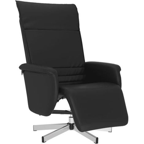 Chaise longue relax avec repose-pieds intégré – Assise en cuir synthétique noir, dossier inclinable et confort ergonomique (1/5)