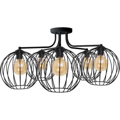 Helam MERCURE Plafonnier Semi-Encastré Multi Bras Noir 75cm