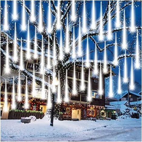 Bardusch-Guirlande Lumineuse Exterieure Noel, Lumières de Pluie de Météores, 50 CM 10 Tubes 400 LED, Étanche IP65, Guirlande Noel Exterieur pour Décoration de Noël, Jardin, Mariage (Blanc Froid)