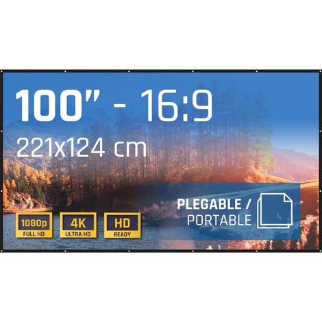 Écran de Projection 100 Pouces Pliable Anti-Plis Format Large 16:9 Angle de Vision 120° Adapté pour Projecteur et Rétroprojecteur Dimensions 221 x 124 cm (1/5)