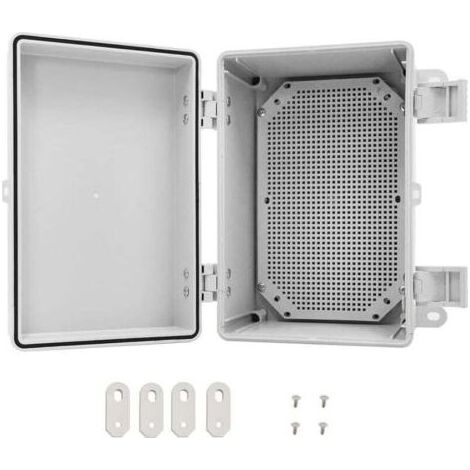 Boite de Derivation avec Couvercle à Charnière en Acier Inoxydable,Boîtier électrique étanche IP65 Boîtier en Plastique ABS,300x200x170MM,Comprend une Plaque de Montage et un Support Mural (1/4)