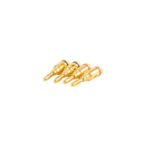 Fiches bananes 4 x 4 mm pour connexion de câbles d'enceintes / plaquées or (1/5)