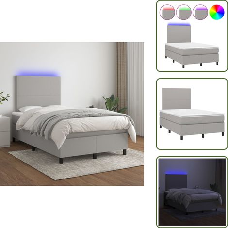 Boxspringbett mit Matratze & LED Hellgrau 120x200 cm Stoff - Boxspringbett - Doppelbett - Schlafsofa - Lattenrost - Bettsystem (1/5)