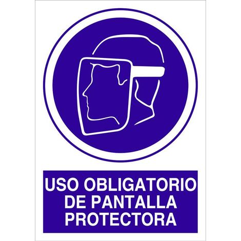 Señal poliestireno 297x210mm uso obligatorio de pantalla protectora