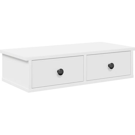 Étagère murale,Étagère flottante avec tiroirs blanc 60x28x15 cm bois d'ingénierie CFW16266 (1/5)