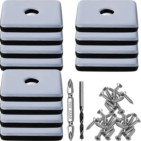 12 Pièces Patins en Téflon à Visser Ø 50mm Patins de Meubles Carré avec 12 vis en Acier Inoxydable 2 forets PTFE Patins Glisseurs pour Meubles pour Protection Efficace de Vos Meubles chaises sols (1/5)