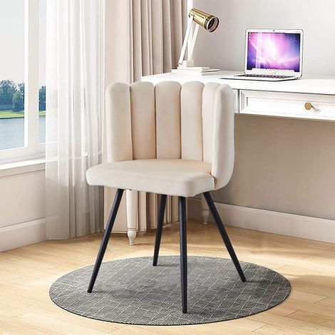 Clipop – Chaise de salle à manger en velours épais rembourré – Dossier enveloppant pour confort – Pieds en métal noir – Dimensions 82x45x47 cm (1/4)