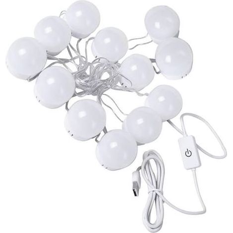 Juego de 1 luz LED para espejo, luz LED para espejo de maquillaje, bombilla USB, lámpara LED para espejo de maquillaje, tocador, foco blanco (1/5)