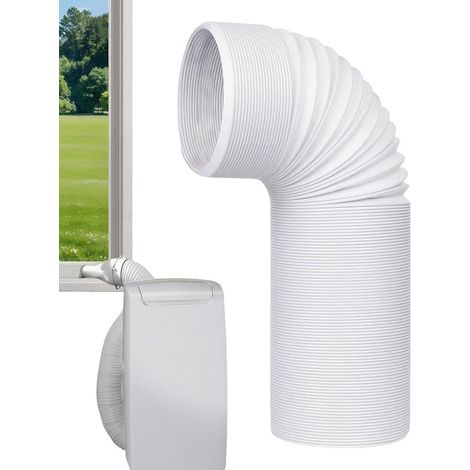 Tuyau d'évacuation et kit de raccordement pour climatiseurs mobiles, raccord de tuyau d'évacuation Ø 13-15 cm, tuyau d'évacuation de climatiseur de 150 cm (1/5)