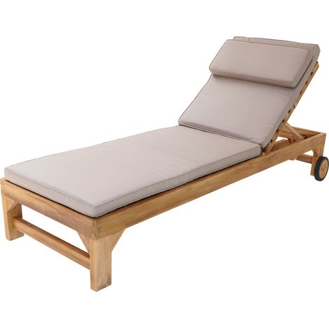 AXI Rama Bain de Soleil en Bois de teck avec Coussin  Transat Jardin réglable en 4 positions  Chaise Longue pour l'extérieur / le jardin