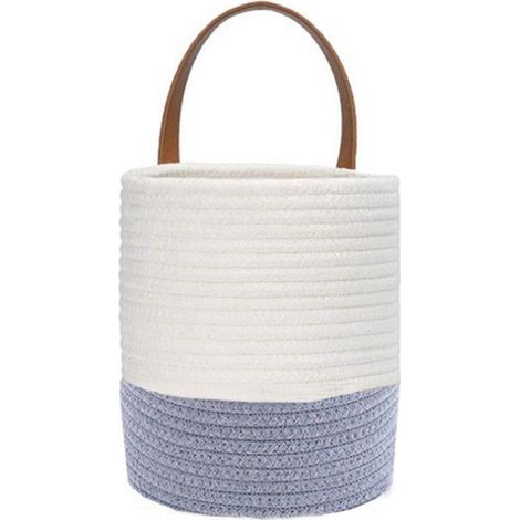 Jardinière tissée en Imitation rotin, pot de-S Cuir gris blanc (1/5)
