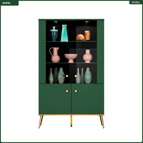 Armoire Vitrine - H.150 x L.92 x P.40 cm - SAPIN (1/5)