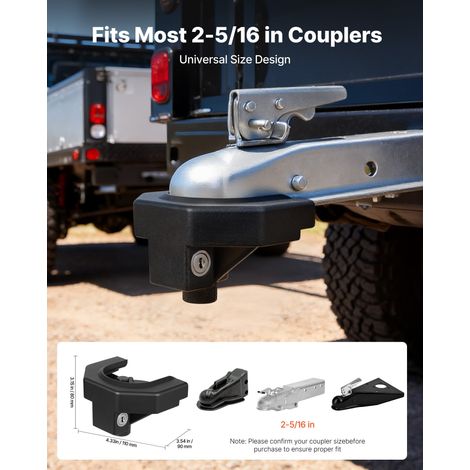 Antivol d'Attelage de Remorque Compatible avec Coupleurs 58,7 mm Verrou d'Attelage de Remorque pour Caravanes, Camping-cars, Bateau… (1/5)