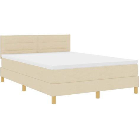 Maison Exclusive - LED Boxspringbett mit LED-Lichtleisten Creme 1