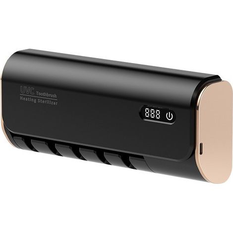 Stérilisateur de brosses à dents UV mural, sans perçage, noir, rechargeable, compatible avec toutes les brosses à dents (noir) (1/4)