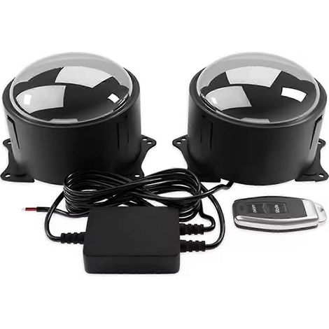 Phares de voiture dynamiques à LED 2 en 1 avec décoration œil de diable, feux antibrouillard et télécommande. (1/4)