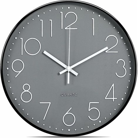 royaluxe - Horloge Murale analogique à Quartz silencieuse et silencieuse - 30 cm - sans tic-tac - Noir et Gris… (1/2)