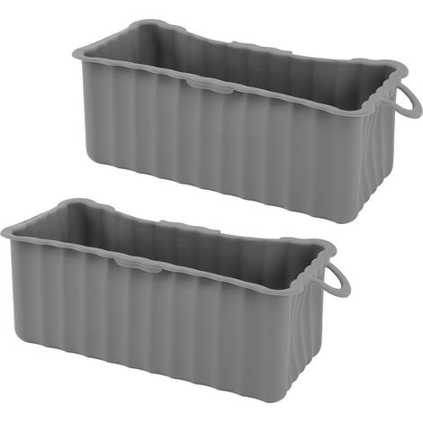 Lot de 2 bacs à graisse en silicone pour plaque de cuisson Blackstone, réutilisables et rectangulaires, pour barbecue et camping (gris). (1/5)
