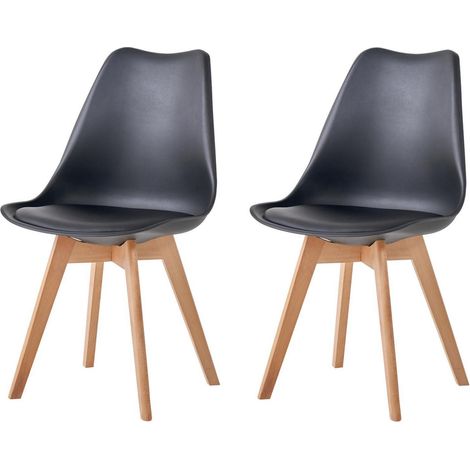 2er-Set Esszimmerstühle mit Massivholzbeinen, skandinavisch, schwarz (1/5)