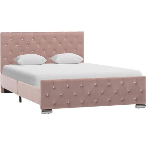 Lit adulte Contemporain Cadre de lit Rose Tissu 120 x 200 cm 77837 (1/5)