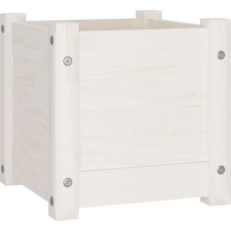 Maison Exclusive - Pflanzkübel Weiß 31x31x31 cm Massivholz Kiefer (1/5)
