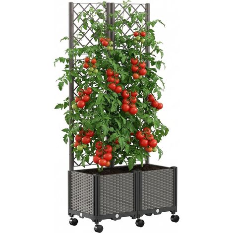 Raised Garden Bed 180cm with Trellis Wheels Planter Box