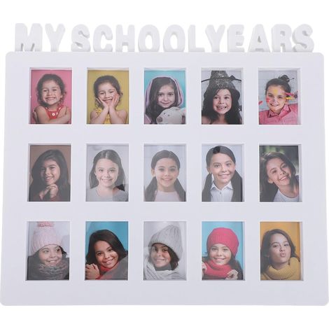 Cadre photo « Années » 25 cm x 28 cm, blanc, pour afficher les souvenirs de croissance et de remise de diplômes des garçons et leurs photos scolaires
