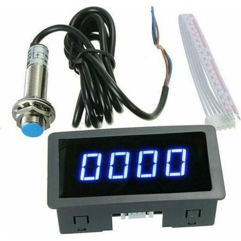 FENOPLASTICAKZQ – Tachymètre numérique 5-9999 tr/min avec capteur Hall NPN – Affichage LED bleu – Plage de détection 10 mm – Température 0-50°C (1/4)
