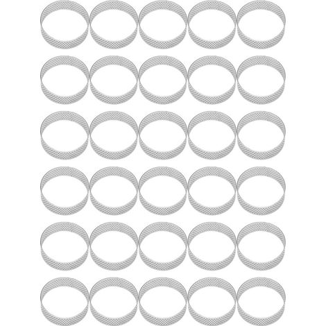 30 moldes circulares de acero inoxidable de 6 cm para postres, quiches, pasteles y mousses. (1/2)