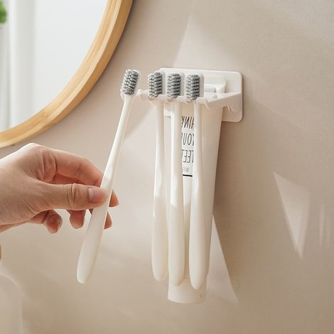 Support de Brosse à Dents Mural sans Perçage - Lot de 2, Rangement Simple pour Dentifrice-lsw (1/4)