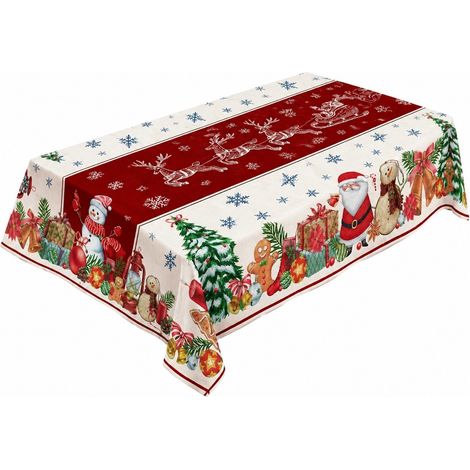 Nappe de Noël rectangulaire en polyester imperméable rouge décorative 70x70cm-11 (1/4)