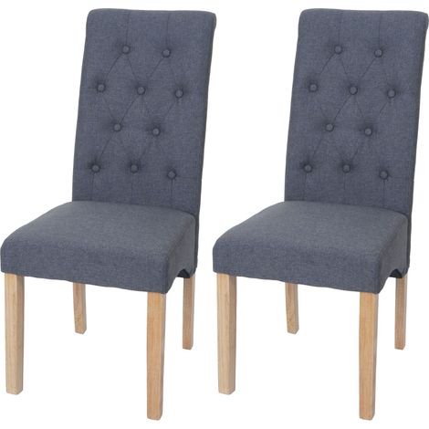 2er-Set Esszimmerstuhl HHG-972e, Küchenstuhl Polsterstuhl, Chesterfield Stoff/Textil (280g/m²), dunkelgrau