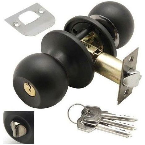 Poignée de porte avec clé et condamnation noire pour entrée